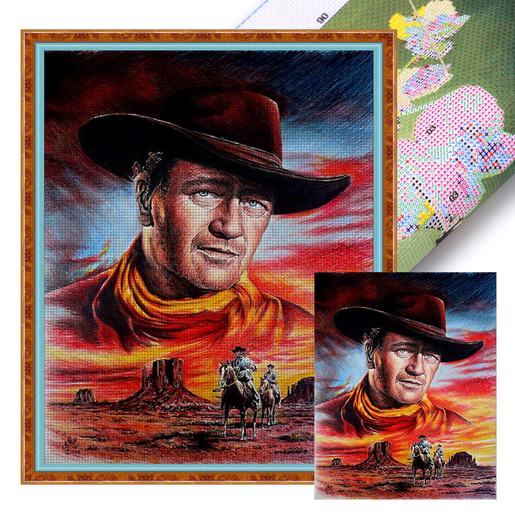 John Wayne Western Cowboy - 11CT Stamped Cross Stitch 40*50CM