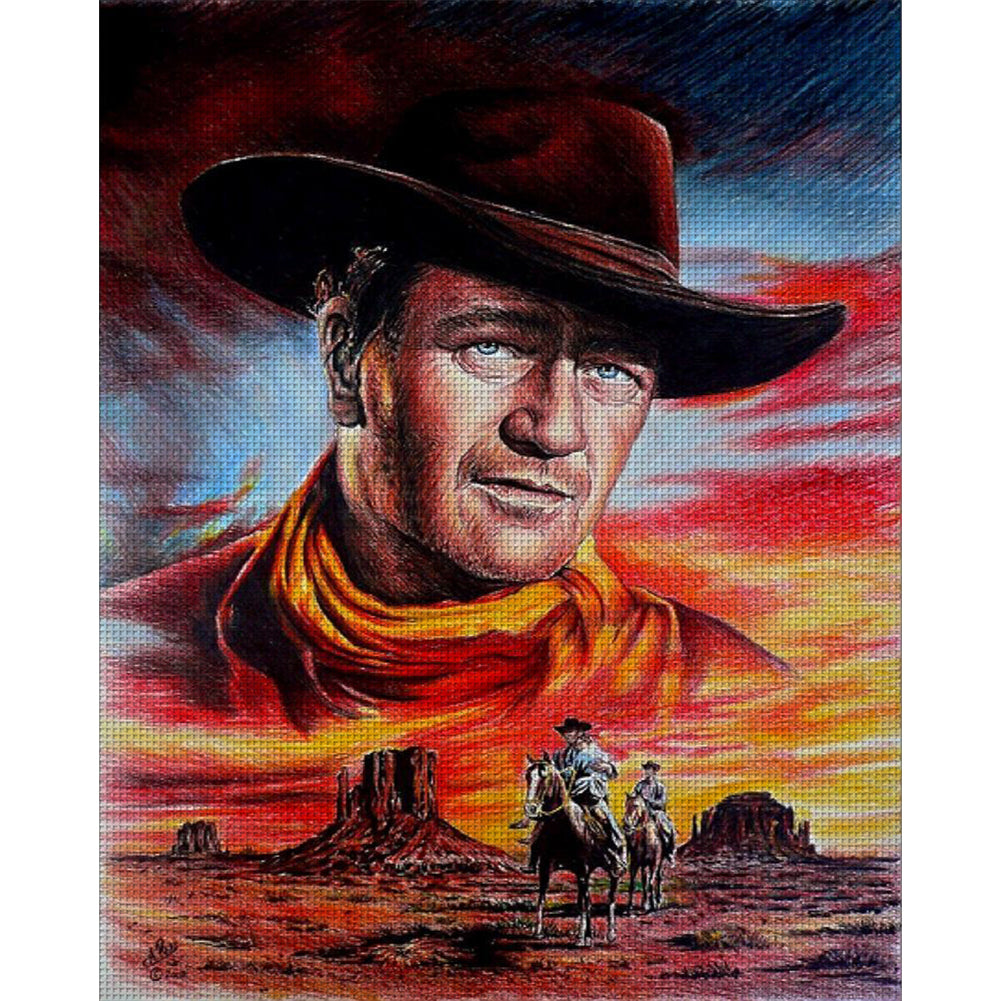 John Wayne Western Cowboy - 11CT Stamped Cross Stitch 40*50CM