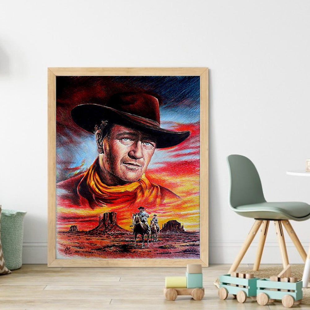 John Wayne Western Cowboy - 11CT Stamped Cross Stitch 40*50CM