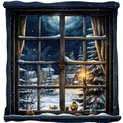 Snow Scene Outside The Window - 11CT Stamped Cross Stitch 50*50CM