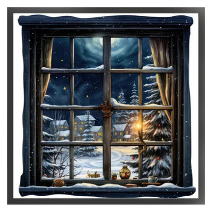 Snow Scene Outside The Window - 11CT Stamped Cross Stitch 50*50CM