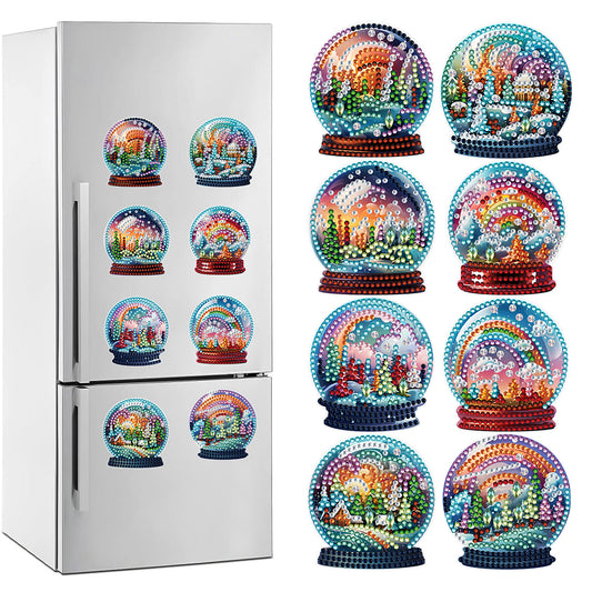 8 Pcs Diamond Painting Magnets Refrigerator for Adult Kid (Rainbow Crystal Ball)