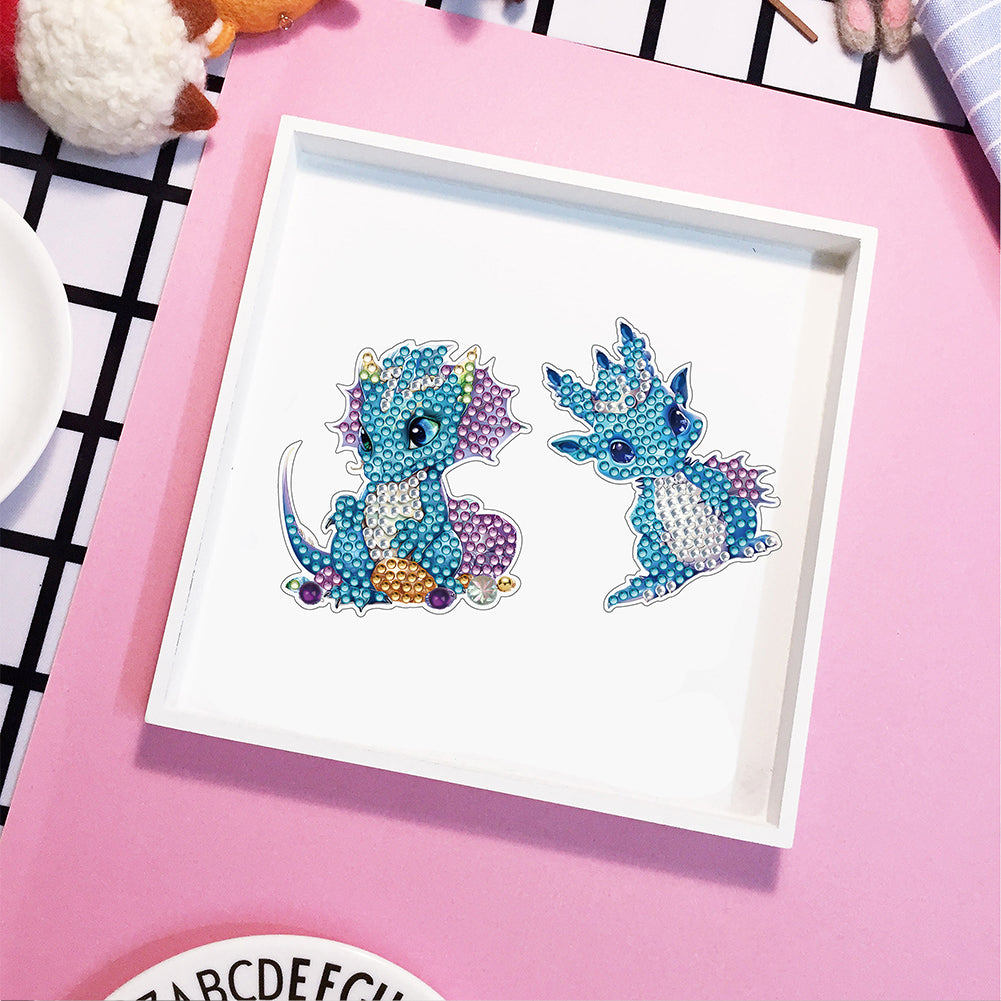 6 Pcs Diamond Painting Magnets Refrigerator for Adults Kids (Blue Pterosaur)