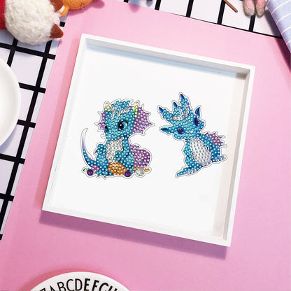 6 Pcs Diamond Painting Magnets Refrigerator for Adults Kids (Blue Pterosaur)