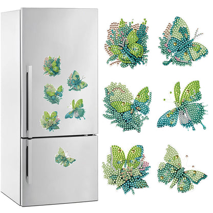 6 Pcs Diamond Painting Magnets Refrigerator for Adults Kids (Green Butterfly)