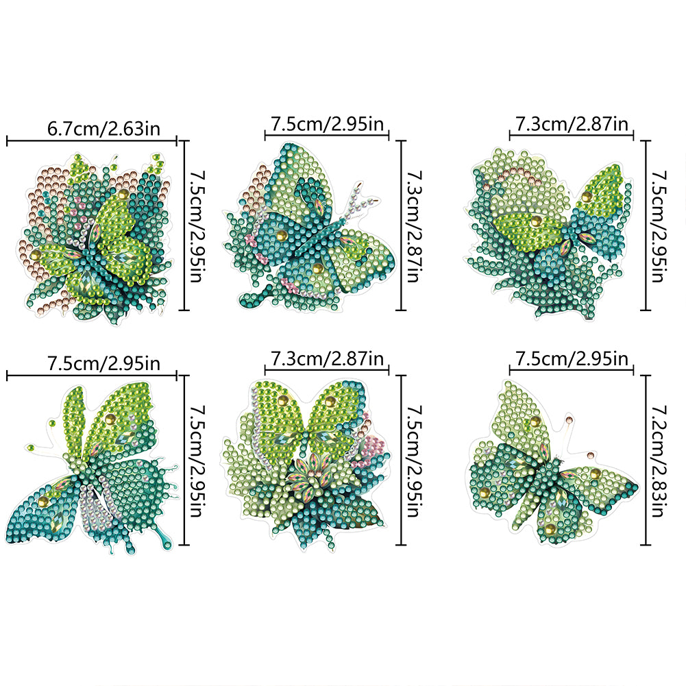 6 Pcs Diamond Painting Magnets Refrigerator for Adults Kids (Green Butterfly)