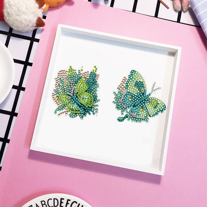 6 Pcs Diamond Painting Magnets Refrigerator for Adults Kids (Green Butterfly)