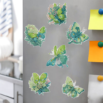 6 Pcs Diamond Painting Magnets Refrigerator for Adults Kids (Green Butterfly)