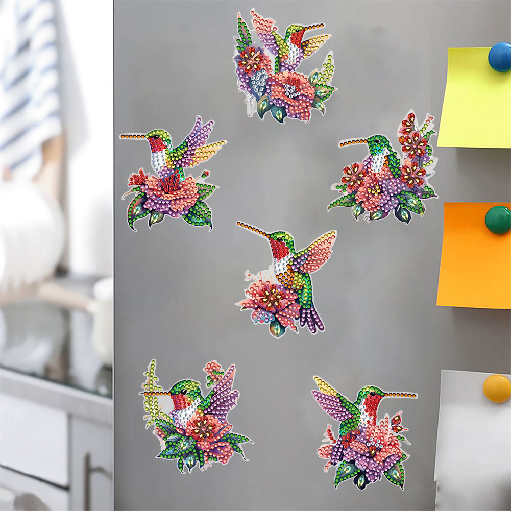 6 Pcs Diamond Painting Magnets Refrigerator for Adult Kid Beginners(Hummingbird)