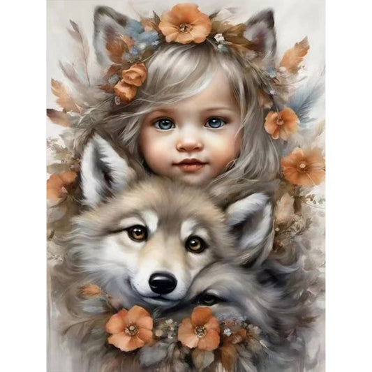 Cute Pet Girl - Full Round Drill Diamond Painting 30*40CM