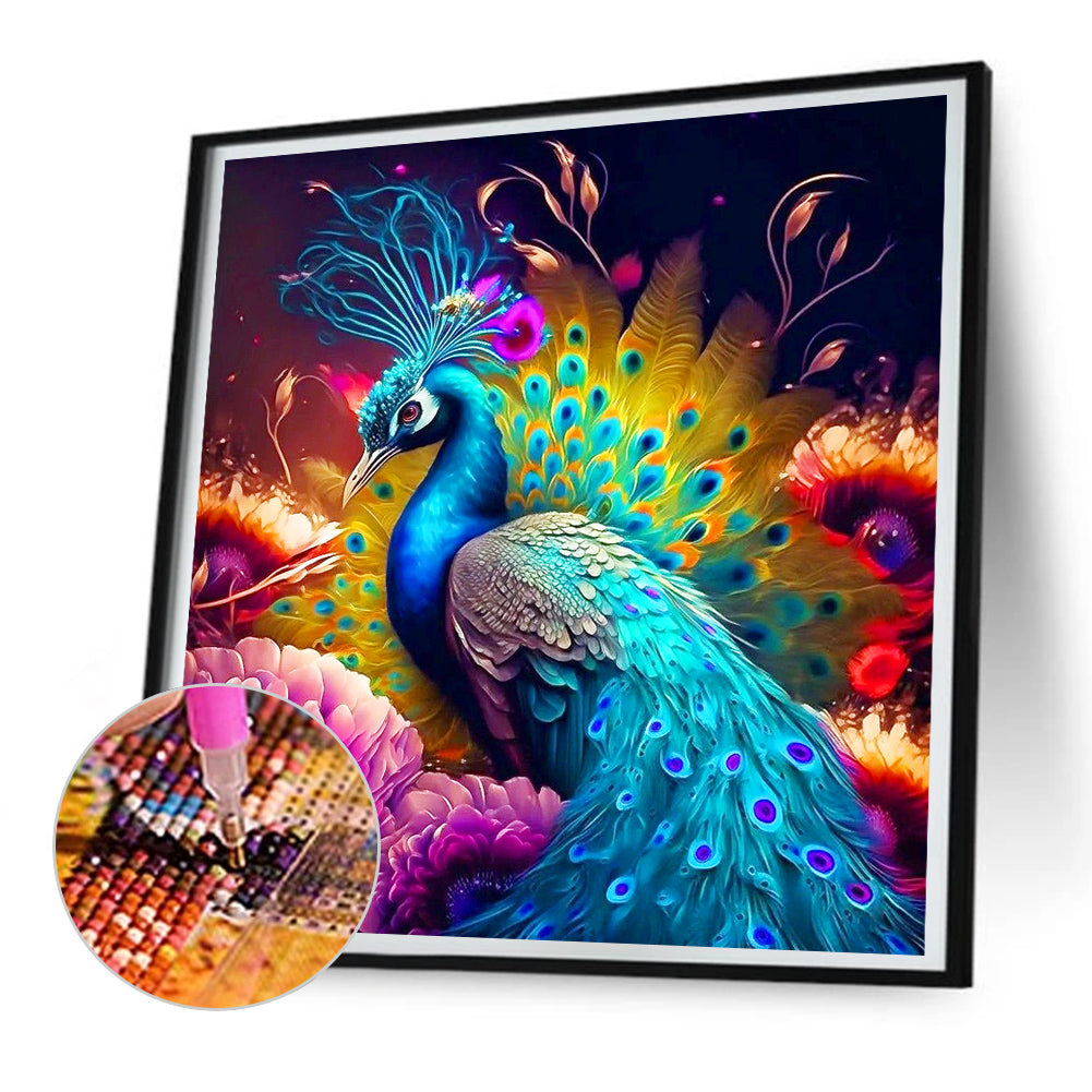 Peacock - Full Round Drill Diamond Painting 30*30CM