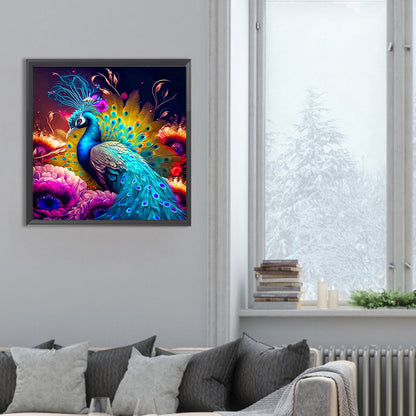 Peacock - Full Round Drill Diamond Painting 30*30CM