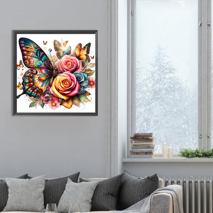 Butterflies And Roses - Full Round Drill Diamond Painting 30*30CM