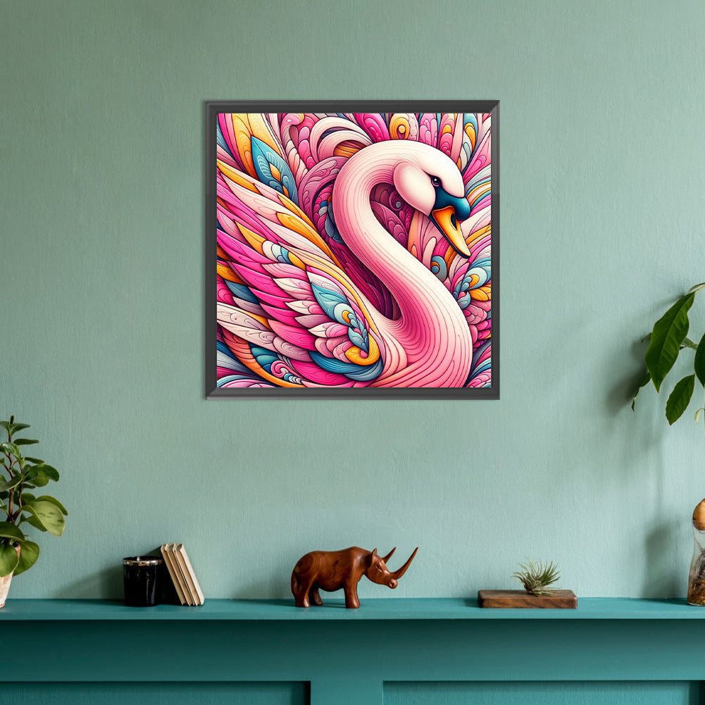 Pink Swan - Full Round Drill Diamond Painting 30*30CM
