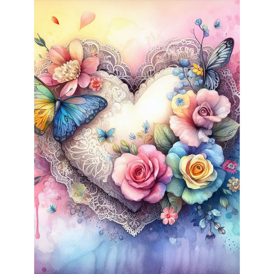 Hearts And Flowers - Full Round Drill Diamond Painting 30*40CM