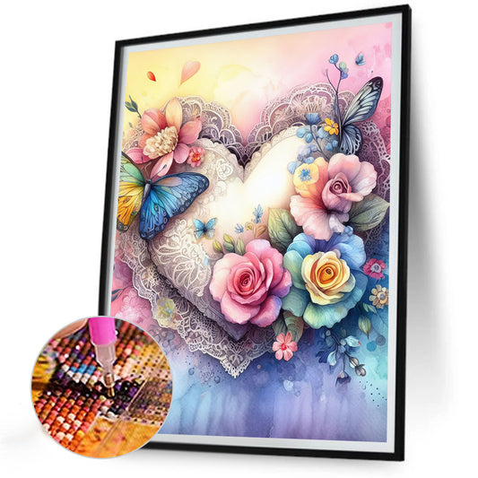 Hearts And Flowers - Full Round Drill Diamond Painting 30*40CM