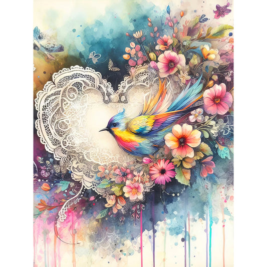 Love And Colorful Bird - Full Round Drill Diamond Painting 30*40CM