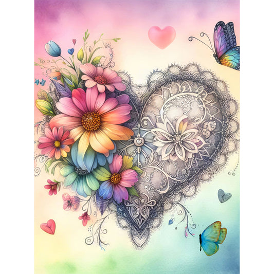 Love Flower - Full Round Drill Diamond Painting 30*40CM