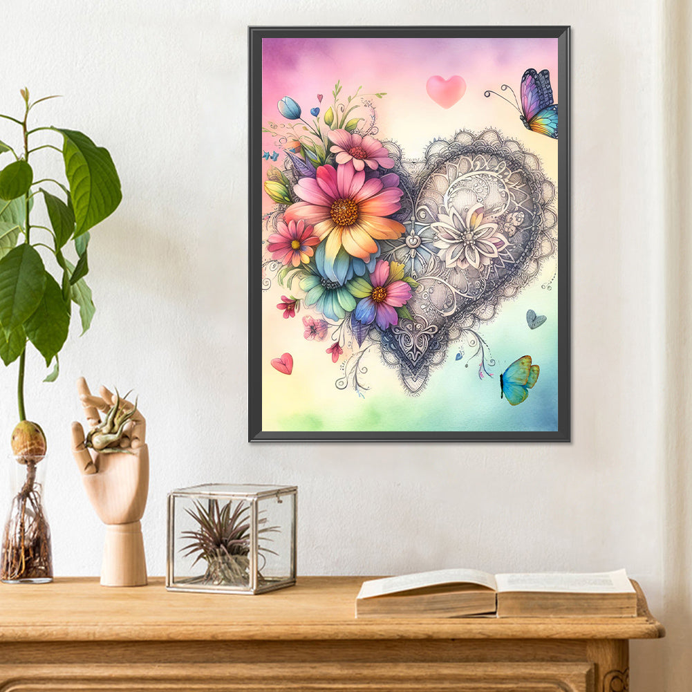 Love Flower - Full Round Drill Diamond Painting 30*40CM