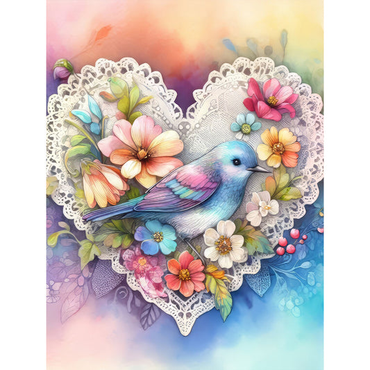 Hearts And Birds - Full Round Drill Diamond Painting 30*40CM