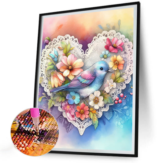 Hearts And Birds - Full Round Drill Diamond Painting 30*40CM