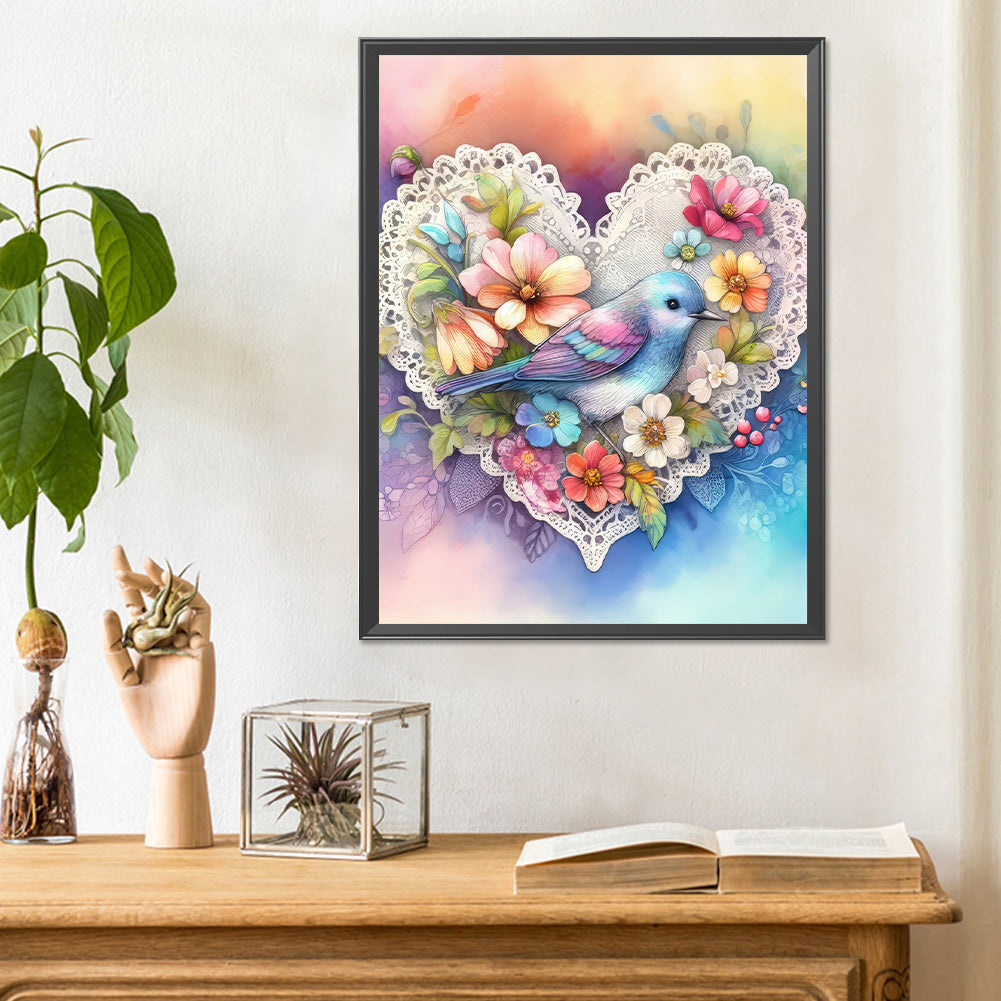 Hearts And Birds - Full Round Drill Diamond Painting 30*40CM