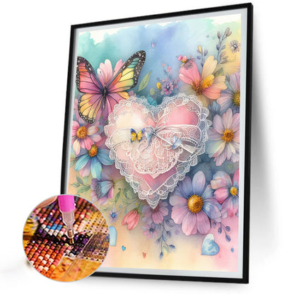 Hearts And Butterflies - Full Round Drill Diamond Painting 50*60CM