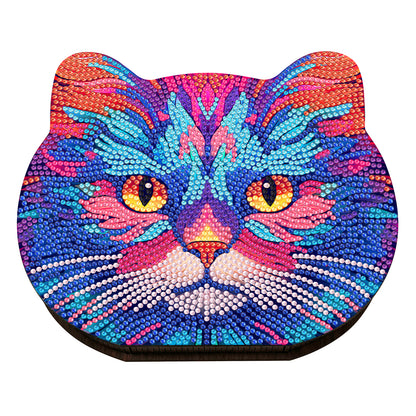 Wood Diamond Painting Jewelry Box Kit for Rings Necklace Organizer (Cat Head)