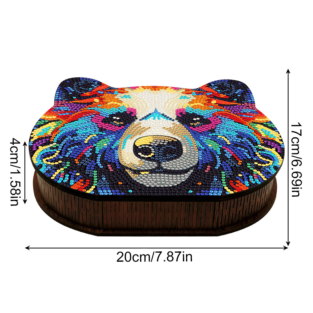 Wood Diamond Painting Jewelry Box Kit for Rings Necklace Organizer (Bear Head)