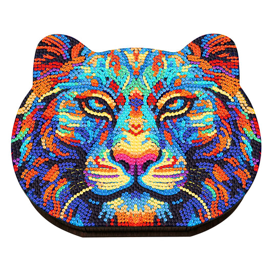 Wood Diamond Painting Jewelry Box Kit for Rings Necklace Organizer (Tiger Head