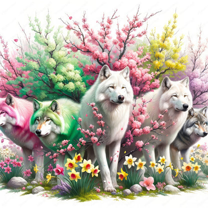 Wolf Pack - Full Round Drill Diamond Painting 40*40CM