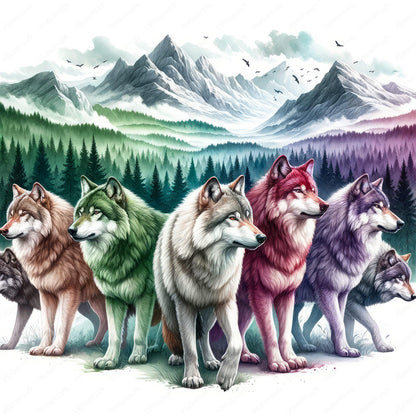 Wolf Pack - Full Round Drill Diamond Painting 40*40CM
