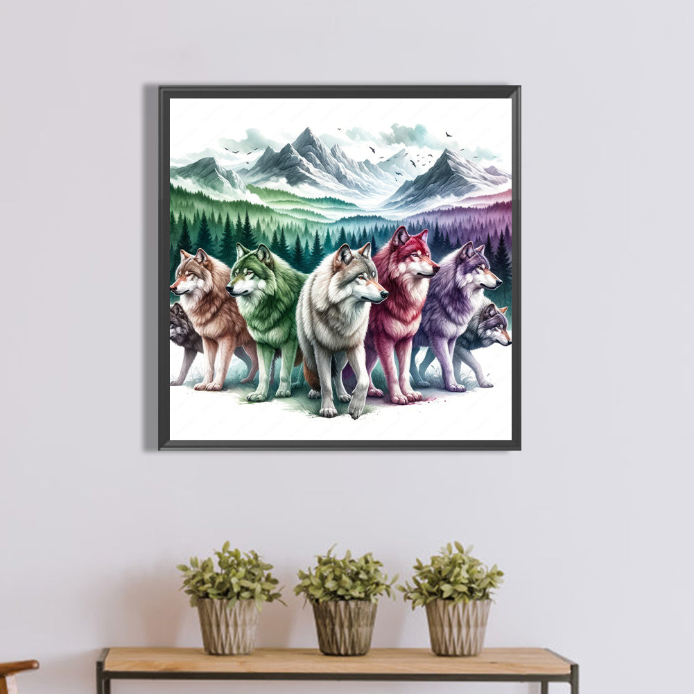 Wolf Pack - Full Round Drill Diamond Painting 40*40CM