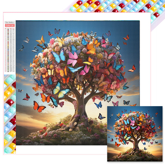 Butterfly Tree - Full Square Drill Diamond Painting 40*40CM