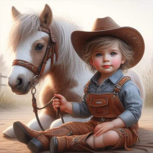 Cowgirl With Horse - Full Round Drill Diamond Painting 30*30CM