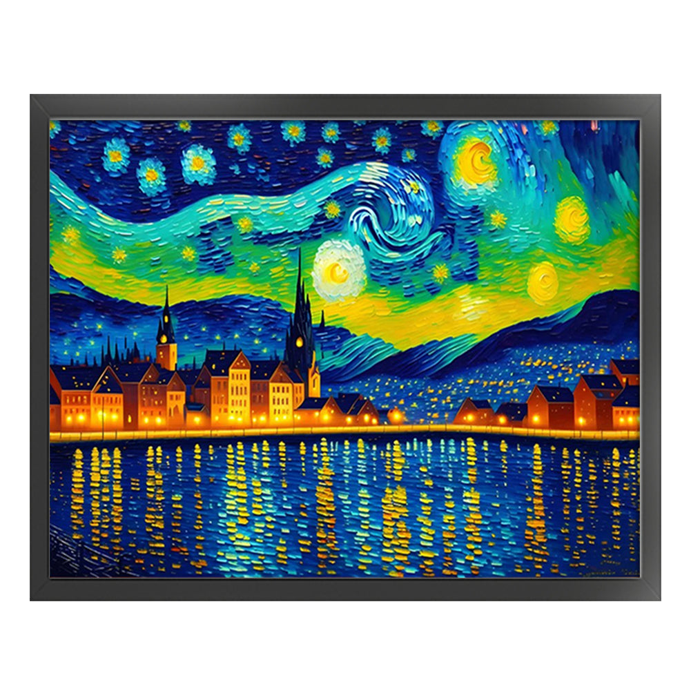City Under The Moon - 11CT Stamped Cross Stitch 60*50CM