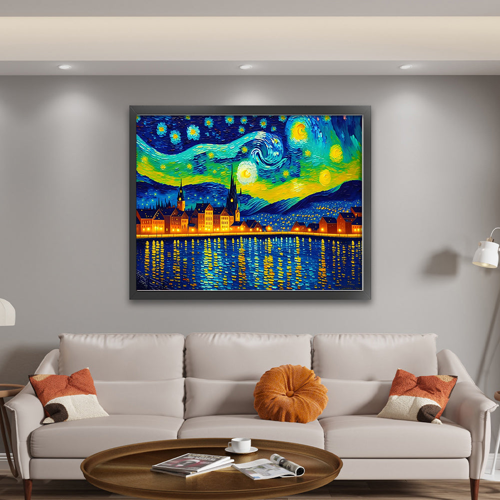 City Under The Moon - 11CT Stamped Cross Stitch 60*50CM