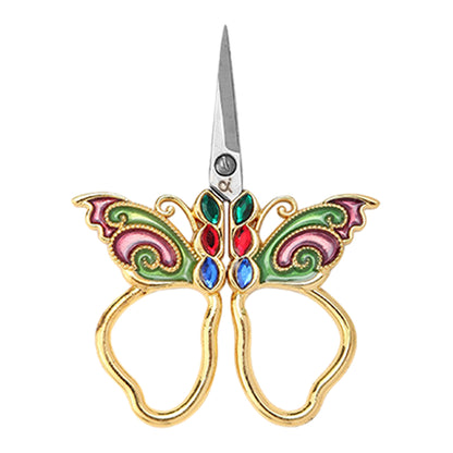 Vintage Butterfly Shape Embroidery Craft Scissors 10.9x5.9cm (Gold Purple Green)