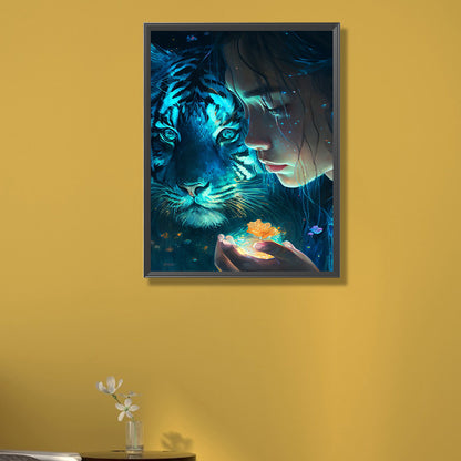 Beauty And Tiger - Full AB Round Drill Diamond Painting 40*55CM