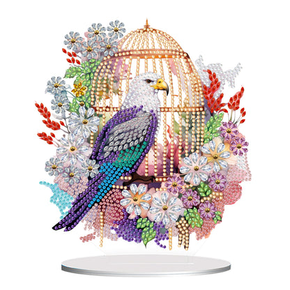 Acrylic Flowers Bird Cage Diamond Painting Tabletop Ornamen for Office Decor