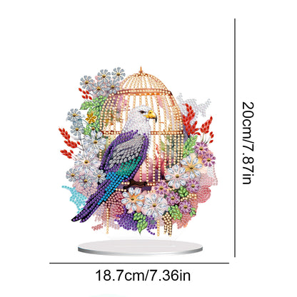 Acrylic Flowers Bird Cage Diamond Painting Tabletop Ornamen for Office Decor