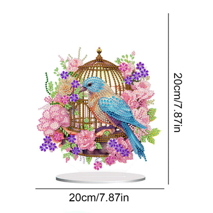 Acrylic Flowers Bird Cage Diamond Painting Tabletop Ornamen for Office Decor