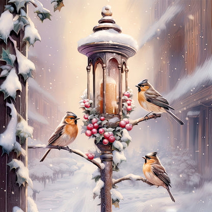 Street Light Bird - Full Round Drill Diamond Painting 30*30CM