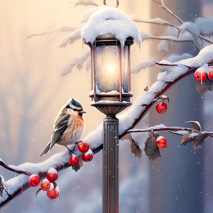 Street Light Bird - Full Round Drill Diamond Painting 30*30CM