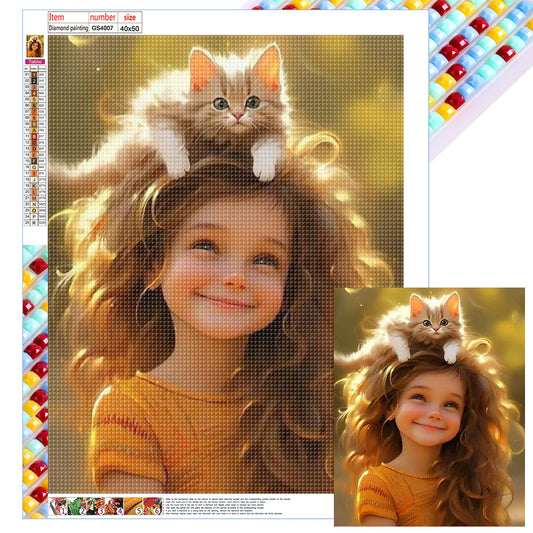 Cute Pet Girl - Full Square Drill Diamond Painting 40*50CM