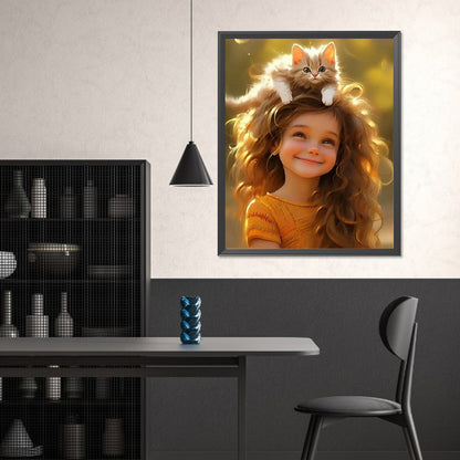 Cute Pet Girl - Full Square Drill Diamond Painting 40*50CM