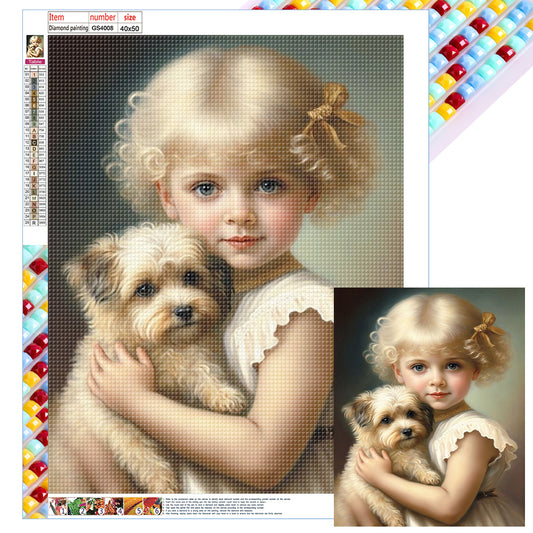 Cute Pet Girl - Full Square Drill Diamond Painting 40*50CM