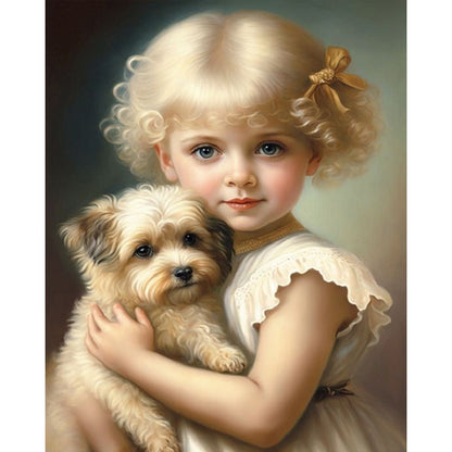 Cute Pet Girl - Full Square Drill Diamond Painting 40*50CM