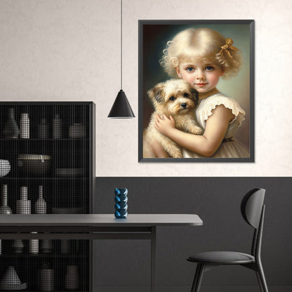 Cute Pet Girl - Full Square Drill Diamond Painting 40*50CM