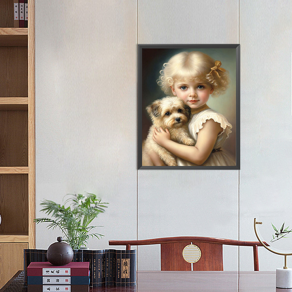 Cute Pet Girl - Full Square Drill Diamond Painting 40*50CM